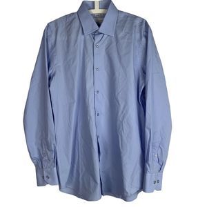 MODENA Mens Blue Dress Shirt Size 16 34-35